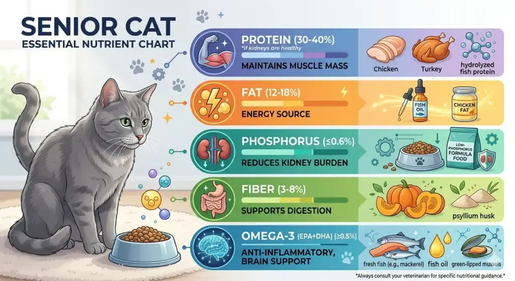Senior Cat Feeding Guide And Nutrition Advice Senior Cat Essential Nutrient Chart